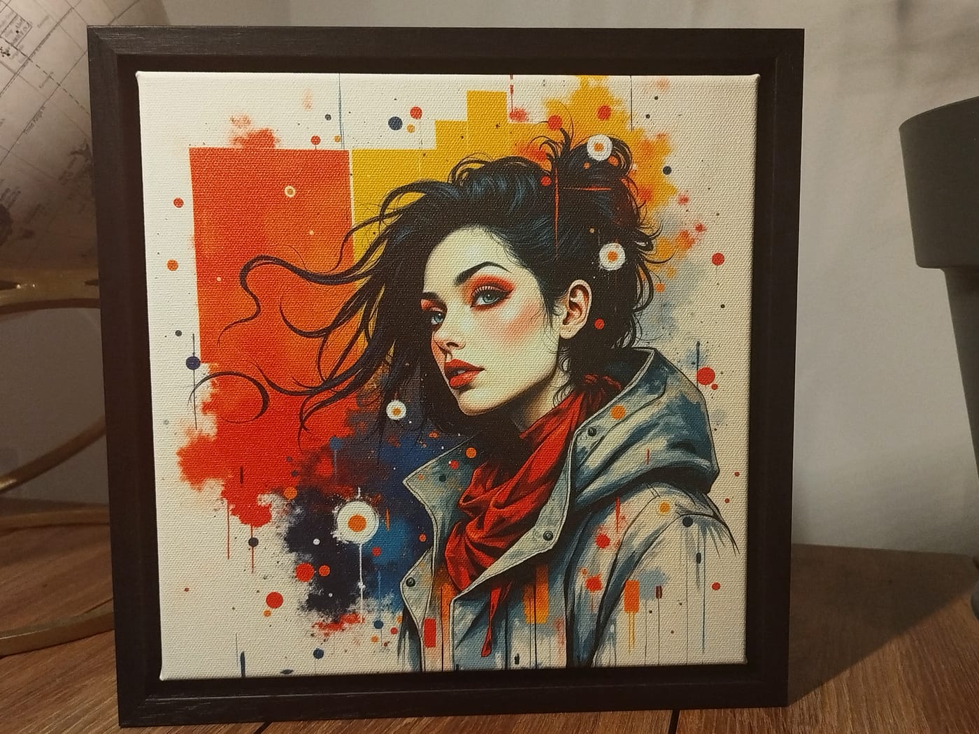 Résultat final : tableau personnalisé sur toile d'artiste avec cadre bois